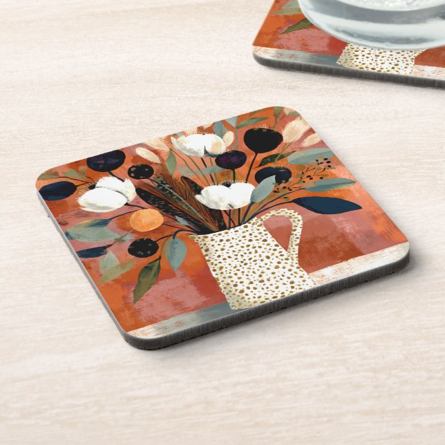 Dark Fall Sprigs Speckled Pitcher Coaster (Left Side)