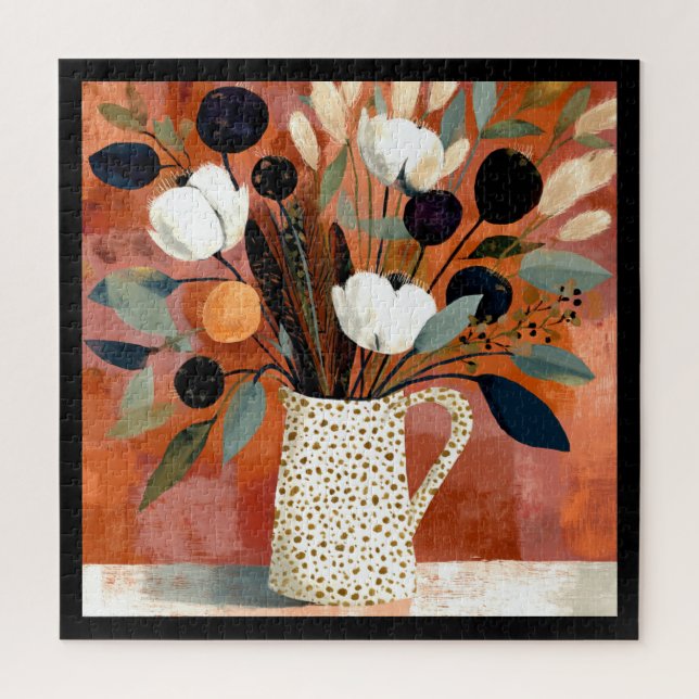 Dark Fall Sprigs Speckled Pitcher Jigsaw Puzzle (Vertical)