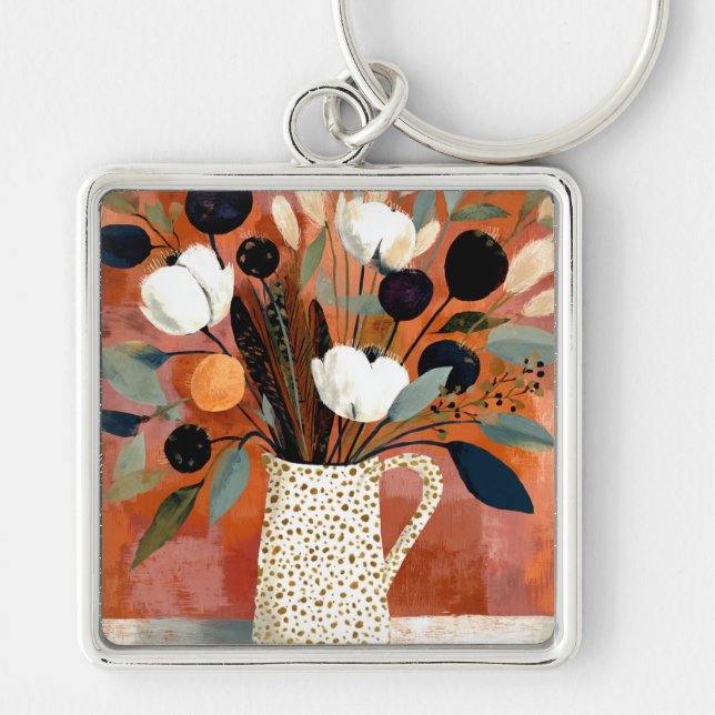 Dark Fall Sprigs Speckled Pitcher Key Ring (Front)