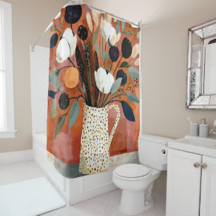 Dark Fall Sprigs Speckled Pitcher Shower Curtain