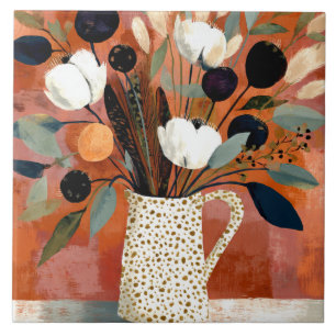 Dark Fall Sprigs Speckled Pitcher Tile
