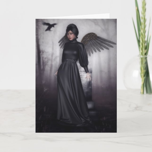 Dark Fallen Angel Halloween greeting card (Front)