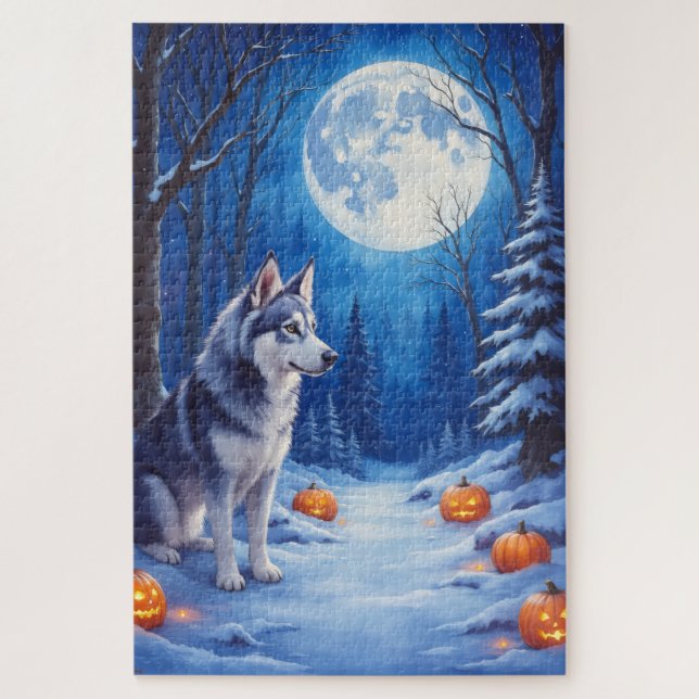 Dark Fantasy Alaskan Malamute Halloween Artwork Jigsaw Puzzle (Vertical)
