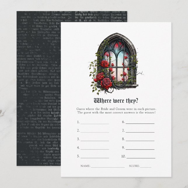 Dark Fantasy Castle Window Gothic Wedding Invitation (Front/Back)