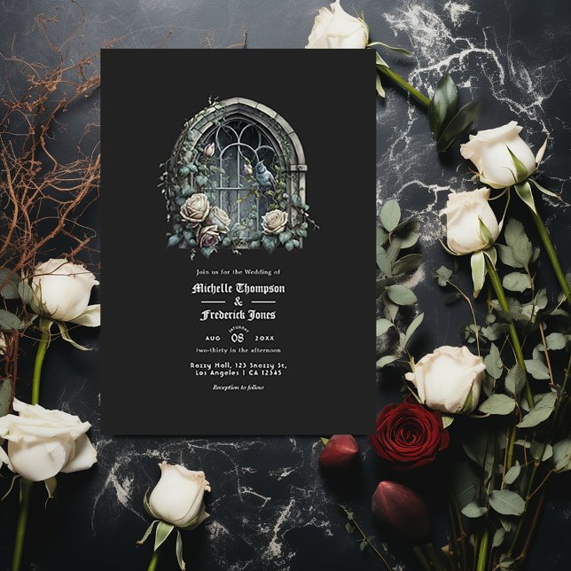 Dark Fantasy Castle Window Gothic Wedding QR Code Invitation (Creator Uploaded)