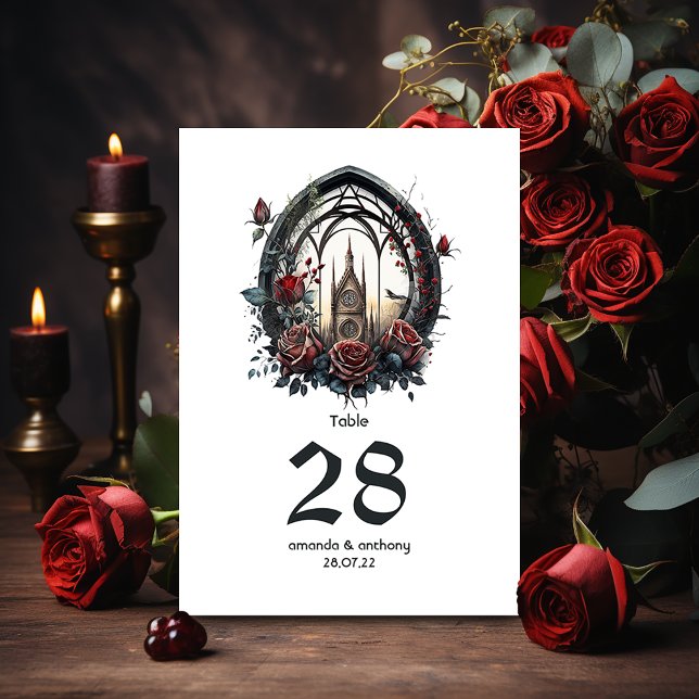Dark Fantasy Castle Window Gothic Wedding  Table Number (Creator Uploaded)