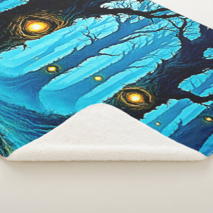 Dark Fantasy Eyeball Forest Design Sherpa Blanket
