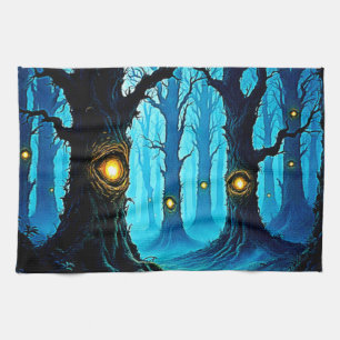 Dark Fantasy Eyeball Forest Design Tea Towel