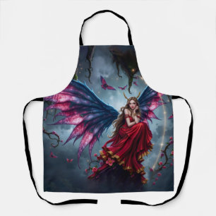 Dark Fantasy Fairy Queen with Butterfly Wings Apron