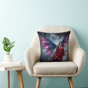 Dark Fantasy Fairy Queen with Butterfly Wings Cushion