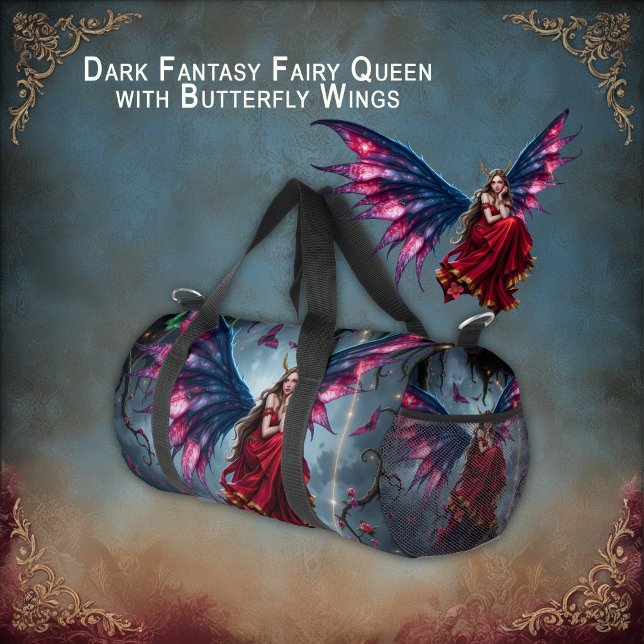 Dark Fantasy Fairy Queen with Butterfly Wings Duffle Bag (Creator Uploaded)