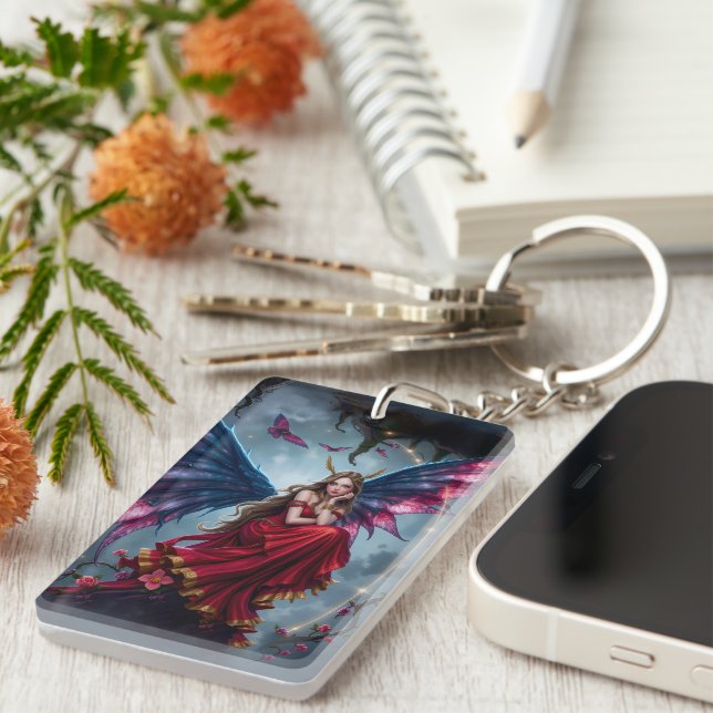 Dark Fantasy Fairy Queen with Butterfly Wings Key Ring (Front Right)
