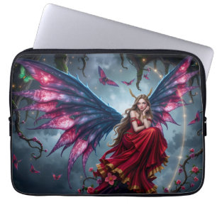 Dark Fantasy Fairy Queen with Butterfly Wings Laptop Sleeve