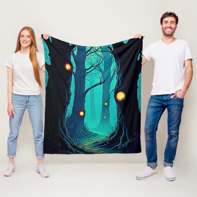 Dark Fantasy Forest Mystery Fleece Blanket (In Situ)