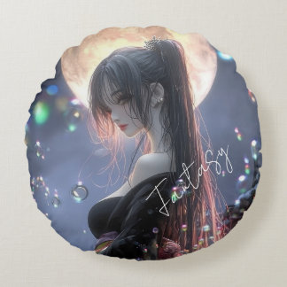 Dark fantasy girl / Aesthetic Round Cushion