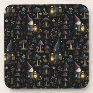 Dark Fantasy Gnome and Mushroom Pattern Coaster