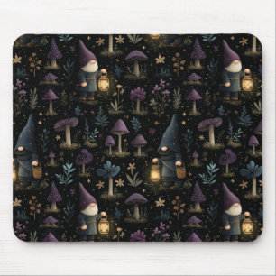 Dark Fantasy Gnome and Mushroom Pattern Mouse Mat