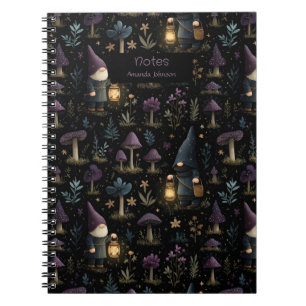 Dark Fantasy Gnome and Mushroom Pattern Notebook