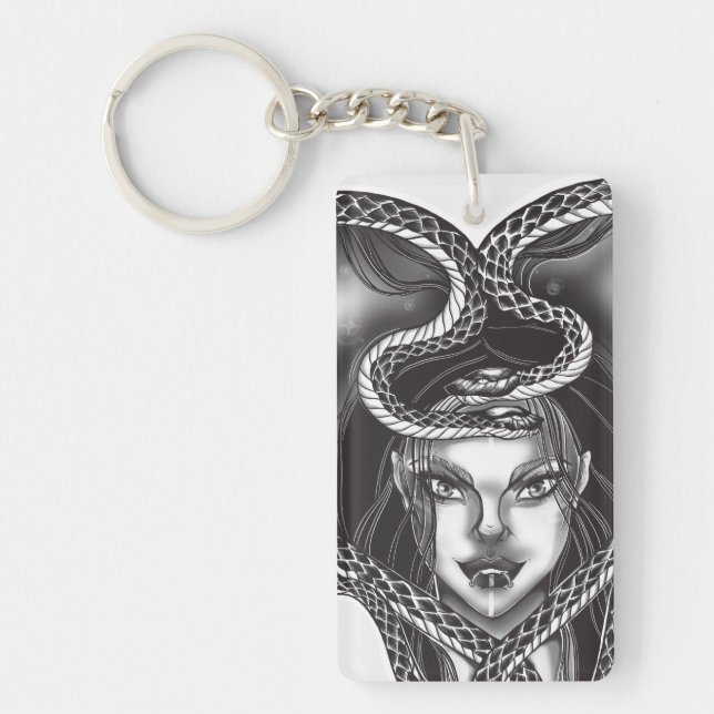 Dark Fantasy Gorgon Snake Woman Keychain (Front)