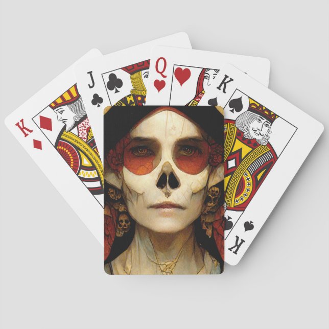 Dark Fantasy Gothic Skull Woman 2 Playing Cards (Back)