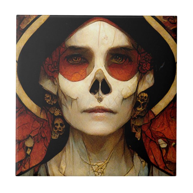 Dark Fantasy Gothic Skull Woman 2 Tile (Front)