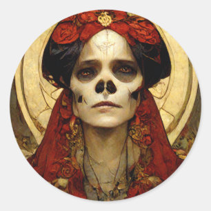 Dark Fantasy Gothic Skull Woman 3 Classic Round Sticker