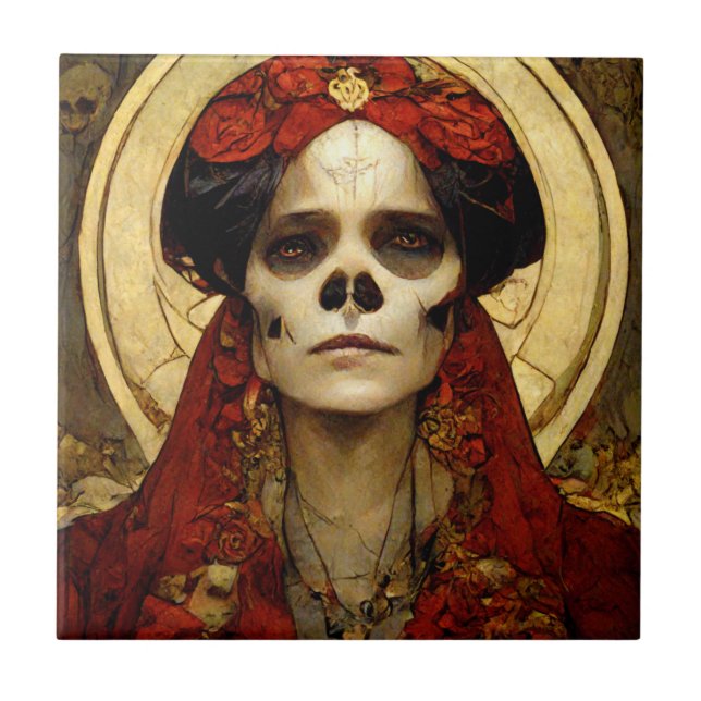 Dark Fantasy Gothic Skull Woman 3 Tile (Front)