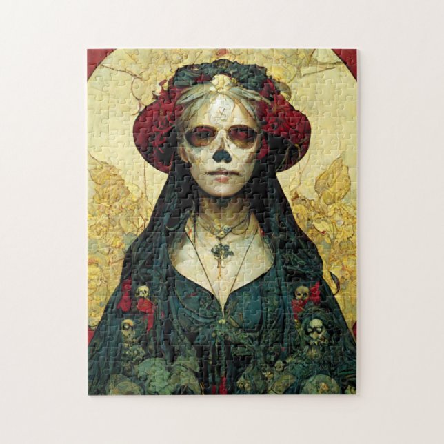 Dark Fantasy Gothic Skull Woman Jigsaw Puzzle (Vertical)
