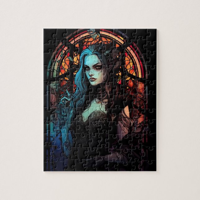 Dark Fantasy Gothic Skull Woman Jigsaw Puzzle (Vertical)
