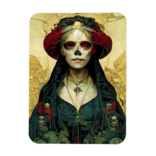 Dark Fantasy Gothic Skull Woman Magnet (Vertical)