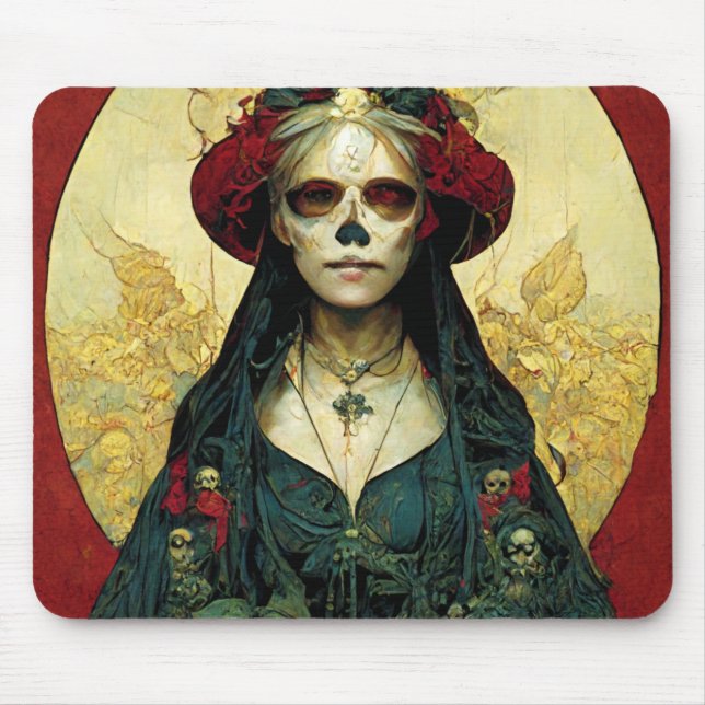 Dark Fantasy Gothic Skull Woman Mouse Mat (Front)