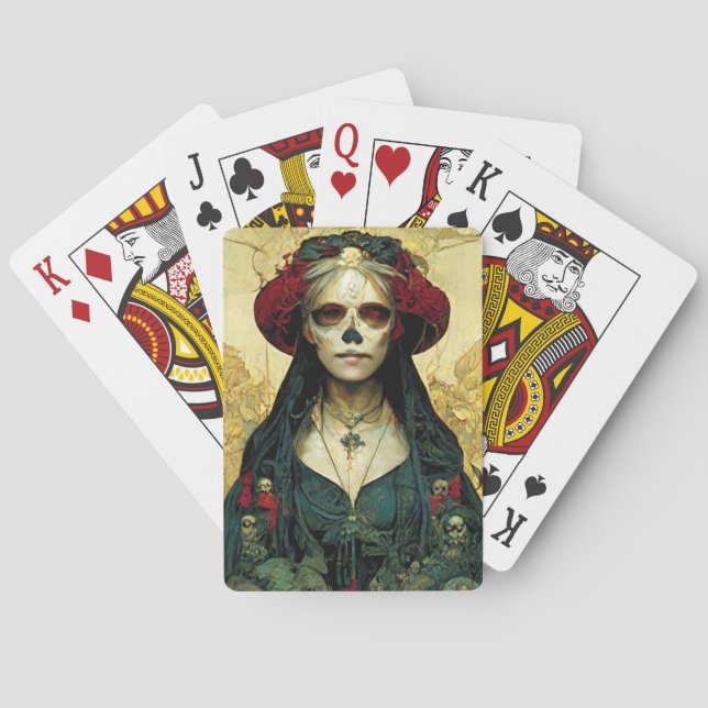 Dark Fantasy Gothic Skull Woman Playing Cards (Back)