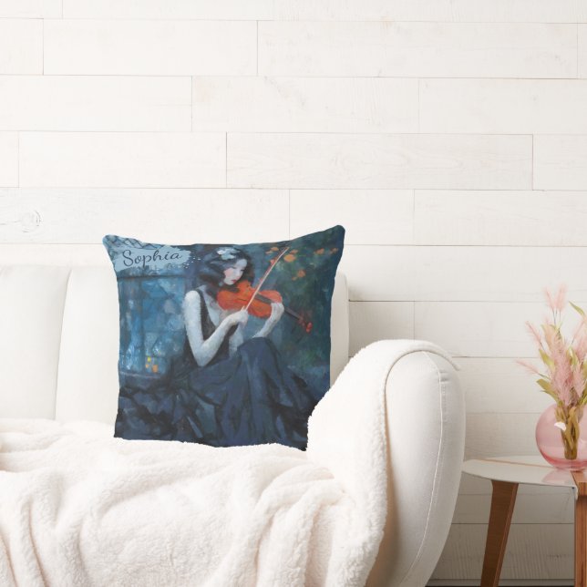 Dark Fantasy Gothic Violinist in Moonlit Garden Cushion (Couch)