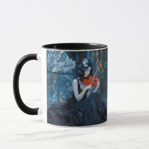 Dark Fantasy Gothic Violinist in Moonlit Garden Mug