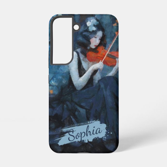 Dark Fantasy Gothic Violinist in Moonlit Garden Samsung Galaxy S22 Case (Back)