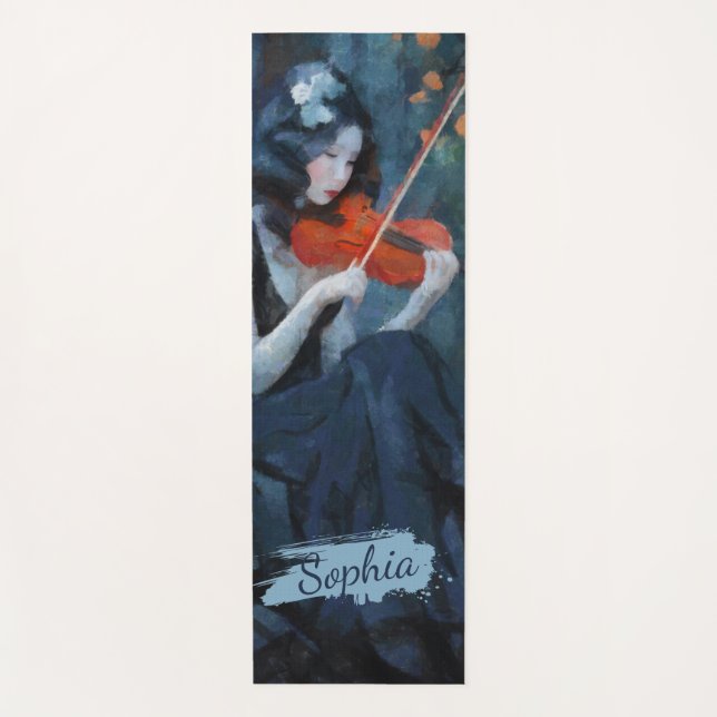 Dark Fantasy Gothic Violinist in Moonlit Garden Yoga Mat (Front)