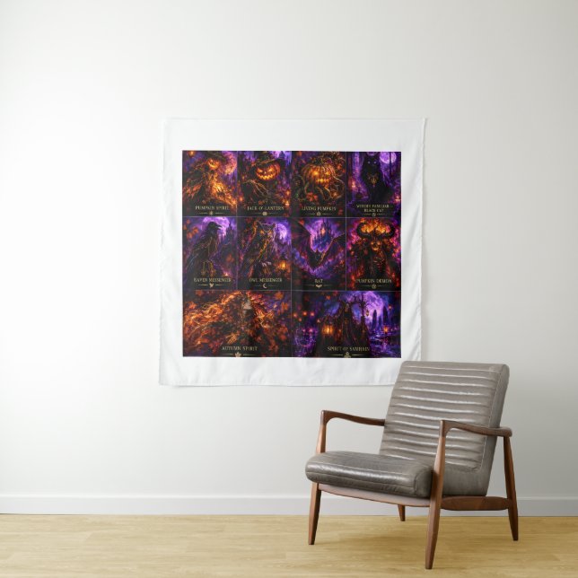 Dark Fantasy Gothic Witch & Halloween Tapestry (In Situ)
