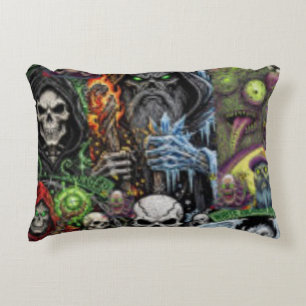 Dark Fantasy Horror Collage Throw Pillow Sorcere