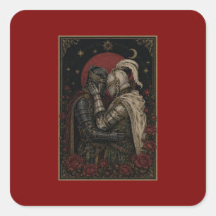Dark Fantasy Knight Lovers Bedroom Wall Decor Square Sticker