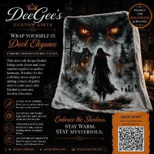 Dark Fantasy Monster Eyes & Spooky Graveyard Sherpa Blanket
