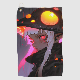Dark Fantasy Mushroom Elf Anime Girl Golf Towel