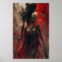 Dark Fantasy Necromancer Poster with Mystic Weapon