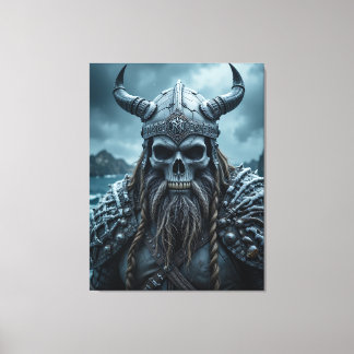 Dark Fantasy Norse Viking Poster with HornedHelmet Canvas Print