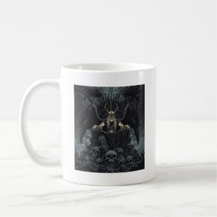 Dark Fantasy Odin on Throne of Skulls Mythology Coffee Mug