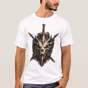 Dark Fantasy Skull Sword Warrior Emblem T-Shirt