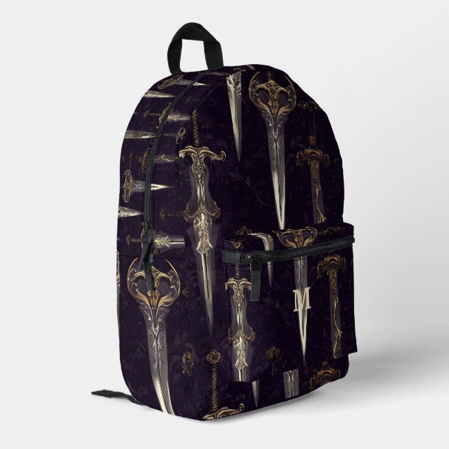 Dark Fantasy Swords Printed Backpack (Back Corner Left)