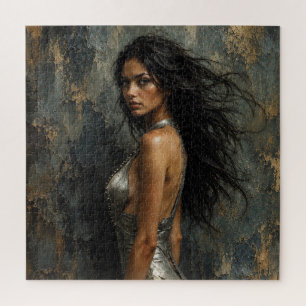 Dark Fantasy Woman – Modern Oil Painting Portrait Jigsaw Puzzle