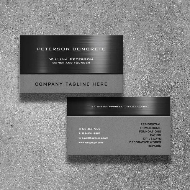 Dark faux metallic and concrete texture  business card (Creator Uploaded)