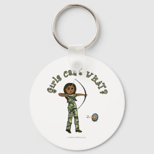 Dark Female Archery in Camouflage Key Ring