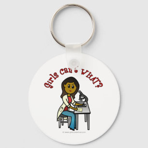 Dark Female Scientist Key Ring